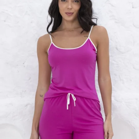 PIJAMA FEMININO ALÇA MIA - FÚCSIA