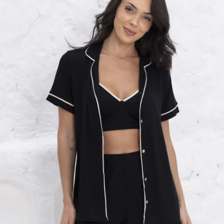 CONJUNTO TRIO FEMININO AMERICANO ZARA - PRETO C/BEGE