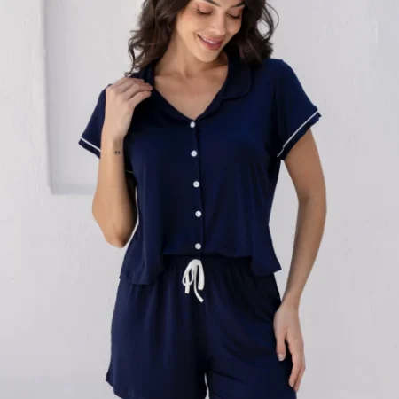 PIJAMA AMERICANO CLARA - AZUL MARINHO