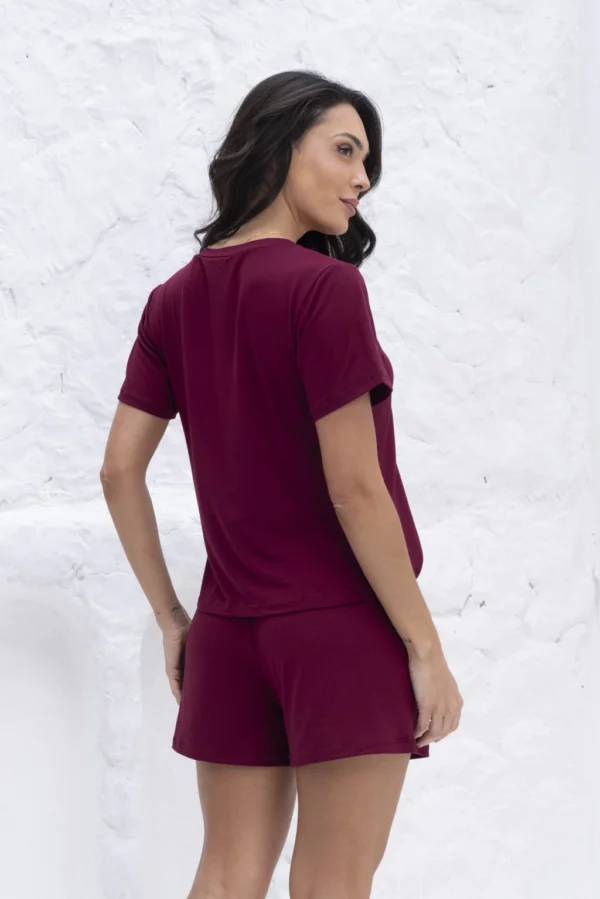 PIJAMA FEMININO BÁSICO BEATRIZ - BORDÔ - Imagem 4