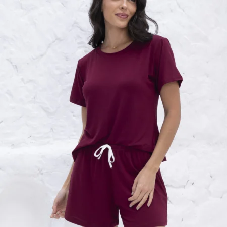 PIJAMA FEMININO BÁSICO BEATRIZ - BORDÔ
