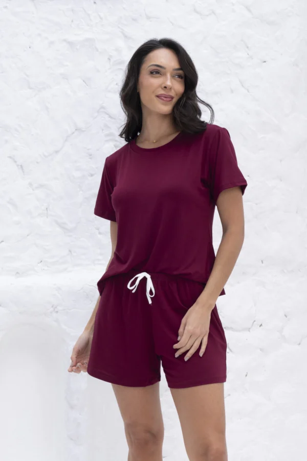 PIJAMA FEMININO BÁSICO BEATRIZ - BORDÔ